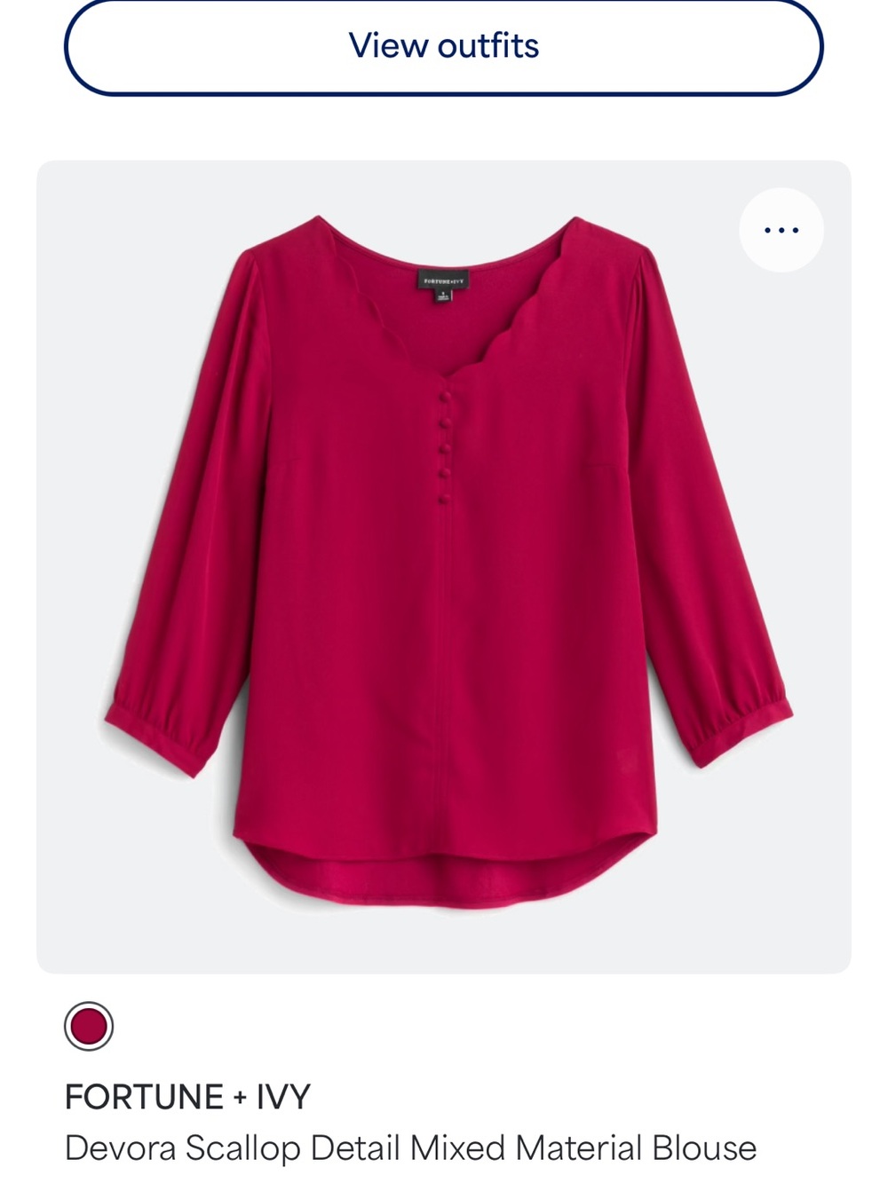 Fortune + Ivy Devora Scallop-Trim Blouse in Fuchsia